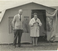 Black and white photograph of George and Mary Caborn camping.