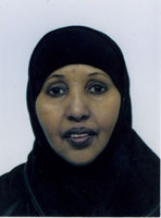 Colour photograph of the head and shoulders of Anab Ali Jama.