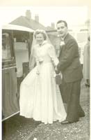 Black and white wedding photograph of Milton and Marion Graham, 1955.