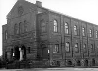 Black and white photograph of the exterior of Petre Street Methodist Church