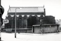 Black and white photograph of the exterior of Wicker Congregational Church