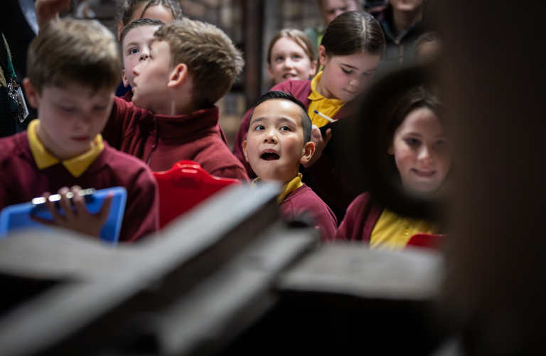 A group of school children at Kelham Island Museum.