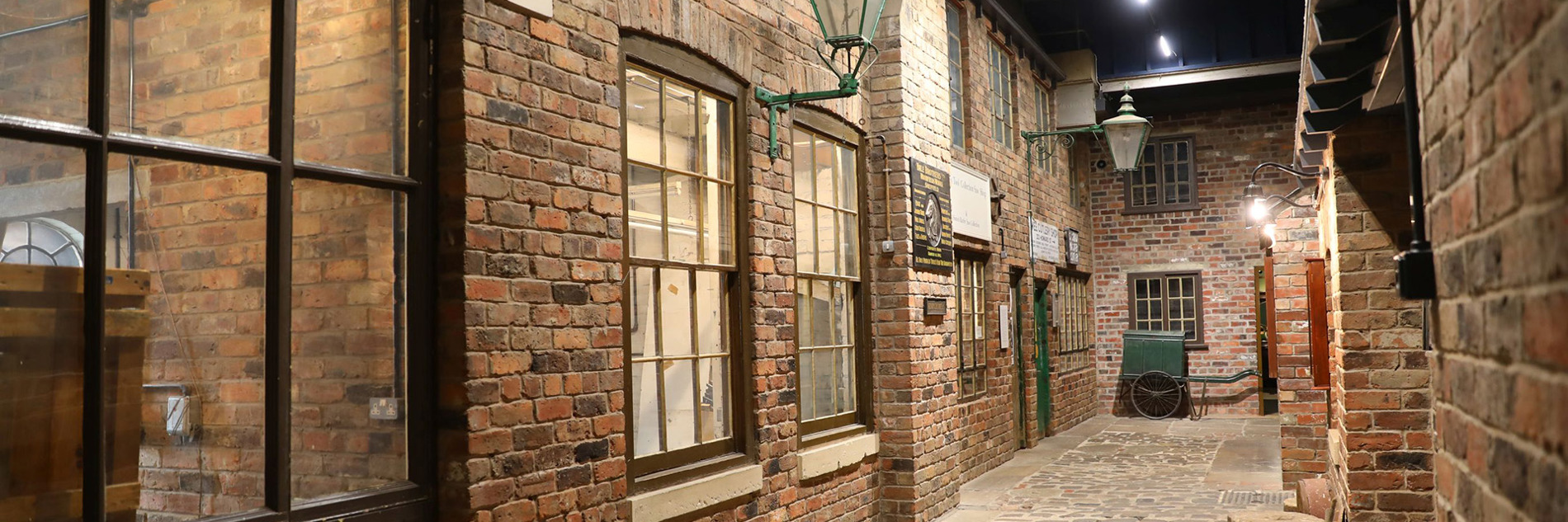 Street scene of brick-built frontages within Kelham Island Museum